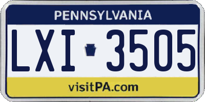 PA license plate LXI3505