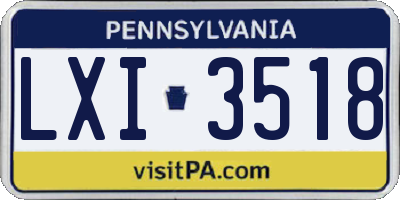 PA license plate LXI3518