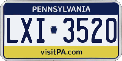 PA license plate LXI3520