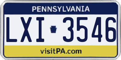 PA license plate LXI3546