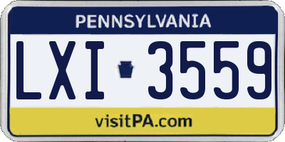 PA license plate LXI3559
