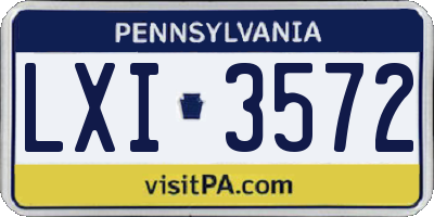 PA license plate LXI3572