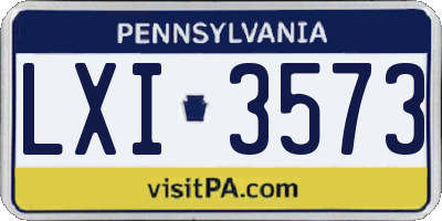 PA license plate LXI3573