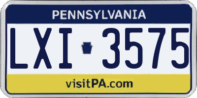 PA license plate LXI3575