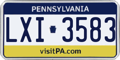 PA license plate LXI3583