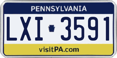PA license plate LXI3591