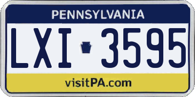 PA license plate LXI3595