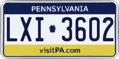 PA license plate LXI3602