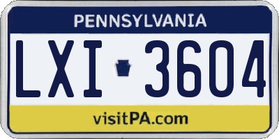 PA license plate LXI3604