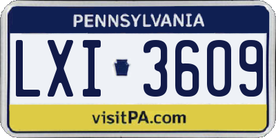 PA license plate LXI3609