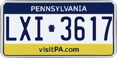 PA license plate LXI3617