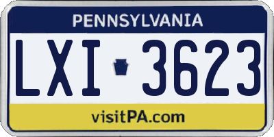 PA license plate LXI3623