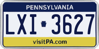 PA license plate LXI3627