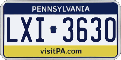 PA license plate LXI3630