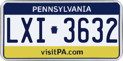 PA license plate LXI3632