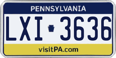 PA license plate LXI3636