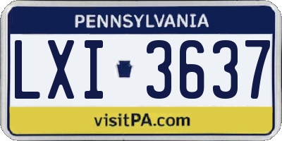 PA license plate LXI3637