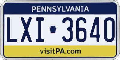 PA license plate LXI3640