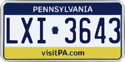 PA license plate LXI3643