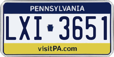 PA license plate LXI3651