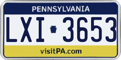 PA license plate LXI3653