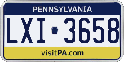 PA license plate LXI3658