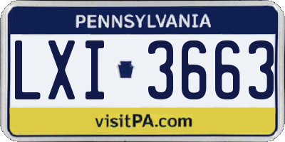 PA license plate LXI3663