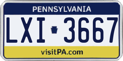 PA license plate LXI3667
