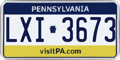 PA license plate LXI3673