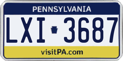 PA license plate LXI3687