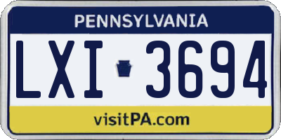 PA license plate LXI3694