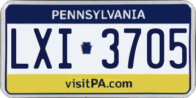 PA license plate LXI3705