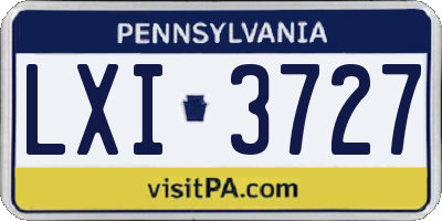 PA license plate LXI3727
