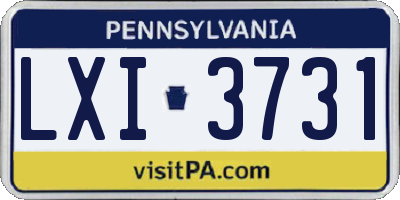 PA license plate LXI3731
