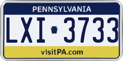 PA license plate LXI3733