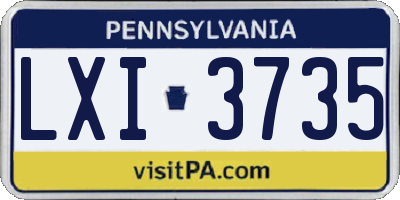 PA license plate LXI3735