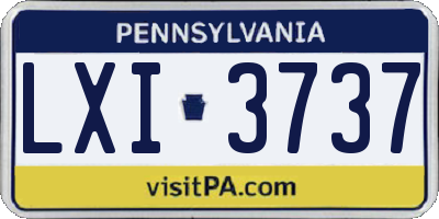 PA license plate LXI3737