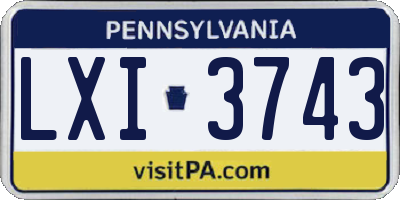 PA license plate LXI3743