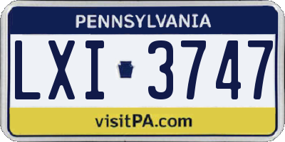 PA license plate LXI3747