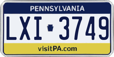 PA license plate LXI3749