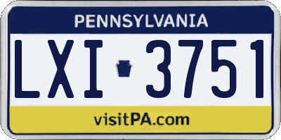 PA license plate LXI3751