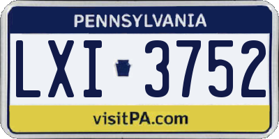 PA license plate LXI3752