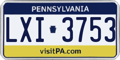 PA license plate LXI3753