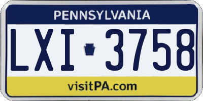 PA license plate LXI3758
