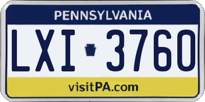 PA license plate LXI3760