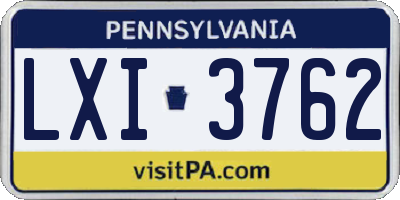 PA license plate LXI3762