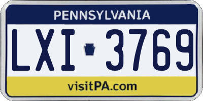 PA license plate LXI3769