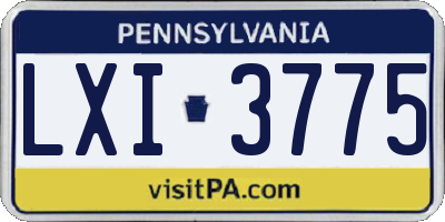PA license plate LXI3775