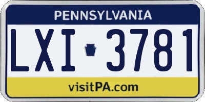 PA license plate LXI3781