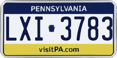 PA license plate LXI3783